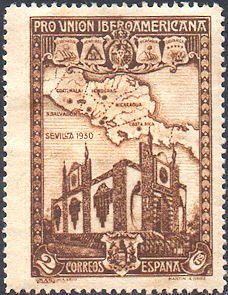 Stamp, Spanish-American Exhibition, Seville, Spain,  , Maps, Exhibition Buildings
