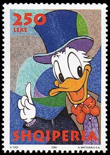 Stamp, Donald Duck, Albania,  , Disney