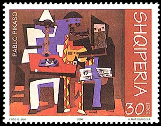 Stamp, Painting from Pablo Picasso(1881-1973)Three MusicansI, Albania,  , Music