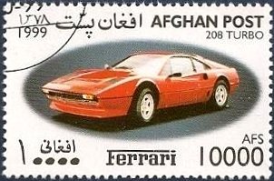 Stamp, Ferrari 208 Turbo, Afghanistan,  , Cars