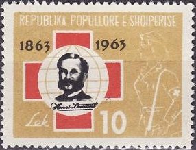 Stamp, Henri Dunant(1828-1910),Founder of Red cross, Albania,  , Red Cross and Red Crescent, Healthcare