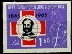 Stamp, Henri Dunant(1828-1910),Founder of Red cross, Albania,  , Red Cross and Red Crescent, Healthcare