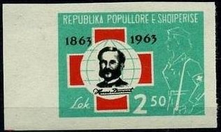 Stamp, Henri Dunant(1828-1910),Founder of Red cross, Albania,  , Red Cross and Red Crescent, Healthcare