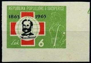 Stamp, Henri Dunant(1828-1910),Founder of Red cross, Albania,  , Red Cross and Red Crescent, Healthcare