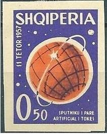 Stamp, Globe and Orbits, Albania,  