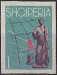 Stamp, Head of an Apollo; Adria map with Albania, Albania,  , Sculptures, Maps, Europe, Gods and goddesses, Statues, Art