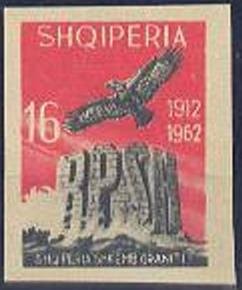 Stamp, Golden Eagle (Aquila chrysaetos) over Letters“RPSH“, Albania,  , Birds of Prey