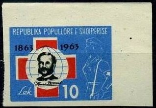 Stamp, Henri Dunant(1828-1910),Founder of Red cross, Albania,  , Red Cross and Red Crescent, Healthcare