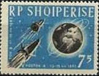 Stamp, Vostok 3 and  Vostok 4, Globe with Orbits, Albania,  