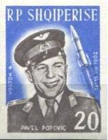 Stamp, P. Popovich, Space Capsules, Albania,  