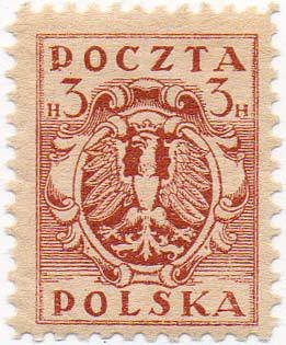 Stamp, Eagle on a baroque shield, Poland,  