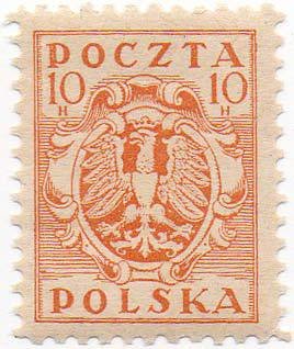 Stamp, Eagle on a baroque shield, Poland,  
