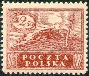Stamp, Working farmer, Poland,  , Agriculture, Cattle