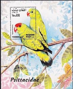 Souvenir Sheet, Abyssinian Lovebird (Agapornis taranta), Afghanistan,  , Birds, Parrots