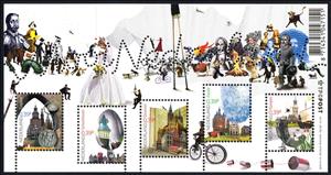 Souvenir Sheet, pretty Netherlands, Netherlands,  , Ships, Gates, Houses, Towers, City Halls, Animals (Fauna), Bulls and Cows, Churches - Cathedrals - Basilicas - Chapels