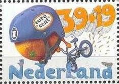Stamp, Orange And Cycling, Netherlands,  , Cycles, Cycling, Fruits, Children