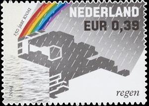 Stamp, Netherlands while it is raining, Netherlands,  , Maps, Meteorology, Rainbows, Rain, Weather, Organizations