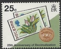 Stamps and 1970 coin with SN# 255 stamp