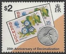 Stamps and 1970 coin with SN# 324 stamp