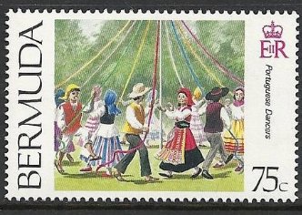 Stamp, Portuguese dancers, Bermuda,  
