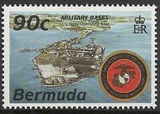 Stamp, Force insignia and US Navy Operating Base, Bermuda,  