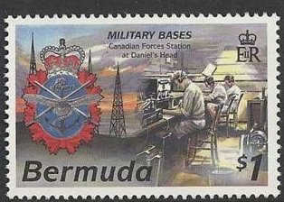 Stamp, Force insignia and Canadian Forces Station, Daniel's Head, Bermuda,  