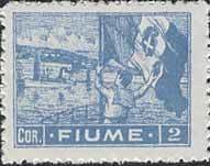 Stamp, Italian flag in the port of Fiume, Italian colonies, territories and occupations,  