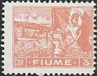 Stamp, Italian flag in the port of Fiume, Italian colonies, territories and occupations,  
