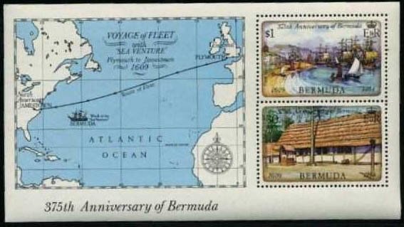 Souvenir Sheet of 4, 375th Anniv. of Bermuda Settlement