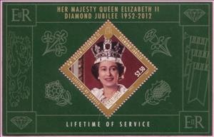 Souvenir Sheet, Queen wearing Imperial State Crown, photograph taken at Buck, Bermuda,  