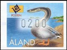 Stamp, Eel-Duck, Åland Islands,  , Mythology, Birds, Ducks, Animals (Fauna), Fishes
