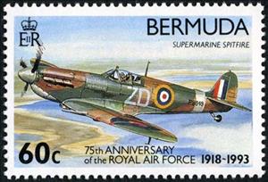 Stamp, Supermarine Spitfire, Bermuda,  , Aviation, Air Forces, Aircrafts