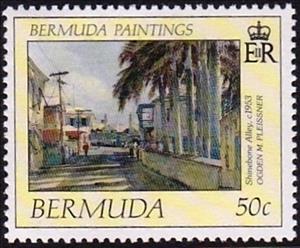 Stamp, Shinebone Alley, c. 1953, by Ogden M. Pleissner, Bermuda,  , Paintings