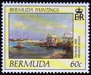 Stamp, Salt Kettle, 1916, by Prosper Senat, Bermuda,  , Paintings