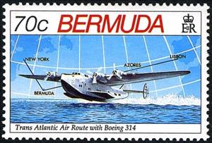 Stamp, Trans-atlantic air route, Boeing 314, Bermuda,  , Second World War, Aviation, Aircrafts