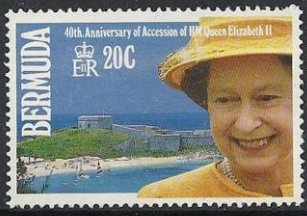 Stamp, Queen Elizabeth II's Accession to the Throne, 40th Anniv., Bermuda,  , Royalty, Famous People