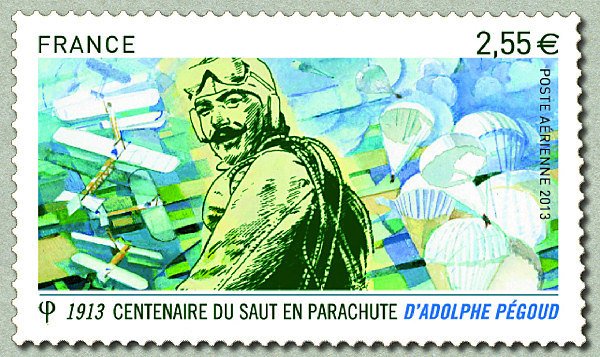 Adolphe Pegoud, Centennial first parachute jump in 1913