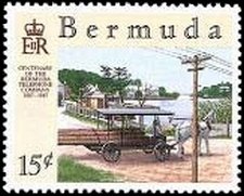 Stamp, Telephone poles on wagon, Bermuda,  , Telecommunication, Telephony
