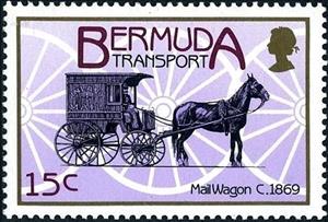 Stamp, Mail wagon, c. 1869, Bermuda,  , Transport