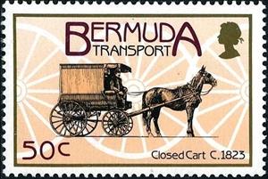Stamp, Closed cart, c. 1823, Bermuda,  , Transport