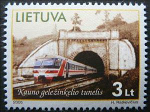 Stamp, The Railway Tunnel of Kaunas, Lithuania,  , Railways