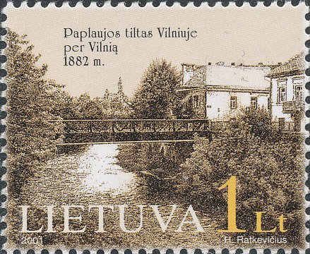 Paplauja bridge across the river Vilnia in Vilnius
