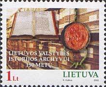 Stamp, 150th Anniversary of the State History Archives., Lithuania,  