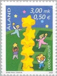 Stamp, C.E.P.T.- Tower of starts, Åland Islands,  , Postal Services, Postal Unions, C.E.P.T., Europe, Celestial Bodies, Stars