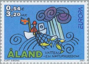 Stamp, C.E.P.T.- Water, Åland Islands,  , Postal Services, Postal Unions, C.E.P.T., Europe, Water