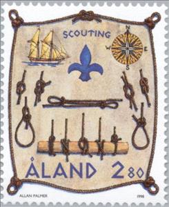 Stamp, Scouting, Åland Islands,  , Ships, Vehicles, Maps, Scouting, Sailing Ships