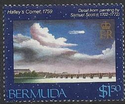 Stamp, Painting by Samuel Scott (c. 1702-72), Bermuda,  , Comets