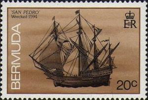 Stamp, San Pedro, 1594, Bermuda,  , Shipwrecks