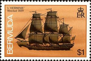 Stamp, L'Herminie, 1839, Bermuda,  , Shipwrecks