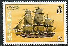 Stamp, L'Herminie, 1839, Bermuda,  , Shipwrecks
